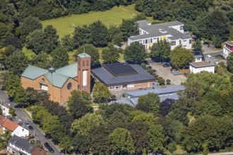 Aerial photo, Catholic parish Papst Johannes St. Marien Pfarrheim, Heessen, Hamm, Ruhr area, North