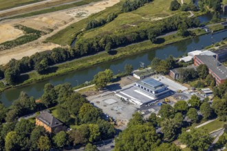 Aerial view, construction site water sports centre, Hamm, Ruhr area, North Rhine-Westphalia,