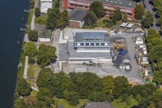 Aerial view, construction site water sports centre, Hamm, Ruhr area, North Rhine-Westphalia,