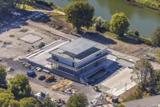 Aerial view, construction site water sports centre, Hamm, Ruhr area, North Rhine-Westphalia,