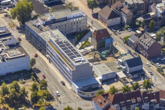 Aerial view, construction site, new building, Pressehaus Westfälischer Anzeiger, Radio Lippewelle,