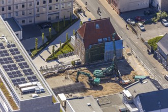 Aerial view, construction site, new building, Pressehaus Westfälischer Anzeiger, Radio Lippewelle,