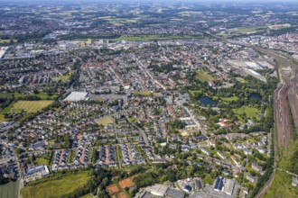 Aerial view, overview Hamm West, Friedrich-Ebert-Park, Hamm, Ruhr area, North Rhine-Westphalia,