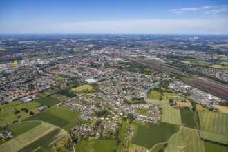 Aerial view, overview Hamm-Westen, Lohauserholz, marshalling yard, Wiescherhöfen, Hamm, Ruhr area,