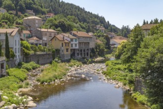 Scenery around Vals-les-Bains, a commune in the Ardeche department located at the Volane river in