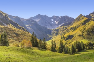 Idyllic scenery around Schroecken, a municipality in the district of Bregenz in the state of