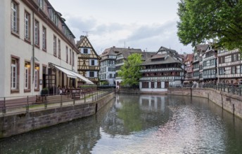 Idyllic waterside impression of Strasbourg, a city at the Alsace region in France