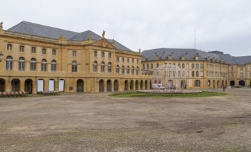 Scenery around the Comedy square with opera house in Metz, a city in the Lorraine region of France