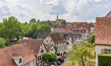 High angle scenery in Bad Wimpfen, a historic spa town in the district of Heilbronn in the