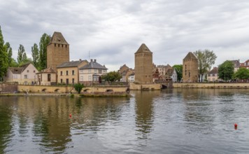 Waterside scenery around Ponts Couverts in Strasbourg, a city at the Alsace region in France
