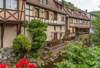 Waterside impression of Kaysersberg, a historical town and former commune in Alsace in northeastern