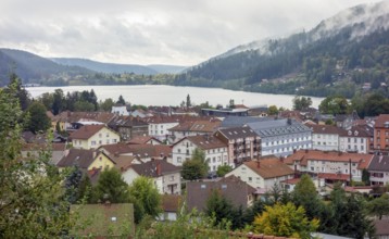 Aerial view of Gerardmer, a commune in the Vosges department in Grand Est in northeastern France