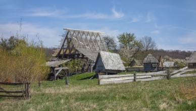 Medieval housing scenery in sunny ambiance at early spring time