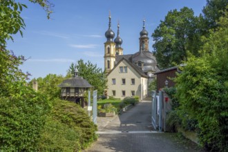 Little chapel named Kaeppele, located on a hill above Wuerzburg, a city in the Franconia region in