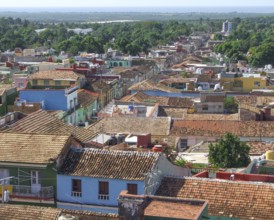 City view of Trinidad, a town in Cuba in sunny ambiance