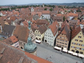 Aerial view of Rothenburg ob der Tauber, a town in Middle Franconia in Bavaria Germany