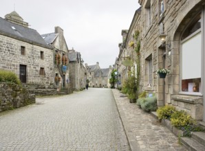 Street view of Locronan, a idyllic medieval village in Brittany, France