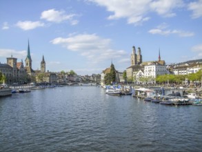 Riparian scenery of Zurich, the largest city in Switzerland