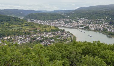 Aerial impression at the Middle Rhine area between Filsen and Boppard in Germany