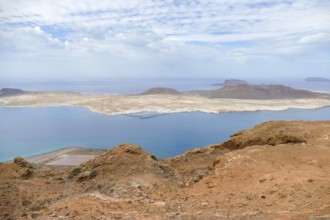 Aerial view of Graciosa Island in the Canary Islands of Spain