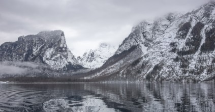 Scenery around a lake named Koenigssee located in the Berchtesgadener Land in Bavaria Germany at
