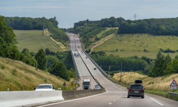 Highway scenery at summer time in Normandy, France
