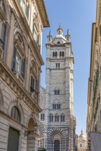 Steeple of the cathedral in Genoa, the capital of the italian region of Liguria