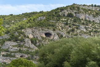Rocky scenery around the Fontaine-de-Vaucluse, a commune near a same named spring in the