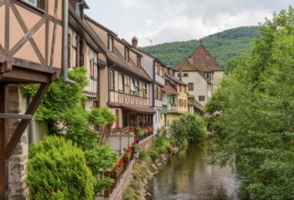 Waterside impression of Kaysersberg, a historical town and former commune in Alsace in northeastern