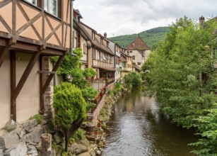 Waterside impression of Kaysersberg, a historical town and former commune in Alsace in northeastern