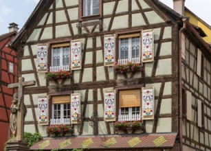 Architectural detail seen in Kaysersberg, a historical town and former commune in Alsace in