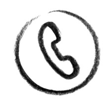 Crayon-sketched illustration of a telephone
