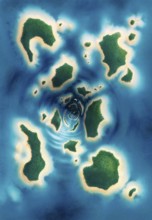 Surreal painting done by me showing a piecemeal island scenery