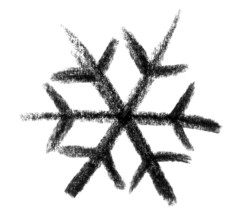 Crayon-sketched illustration of a snowflake