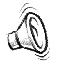 Crayon-sketched illustration of a loudspeaker