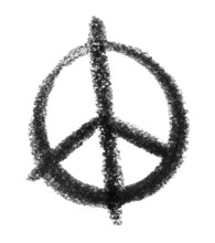 Crayon-sketched illustration of a peace sign
