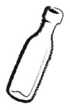 Crayon-sketched bottle in white back