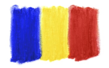 Watercolor illustration of the Romania flag