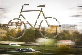 DEU Germany Germany Berlin Cyclist sign in a suburban railway in the capital