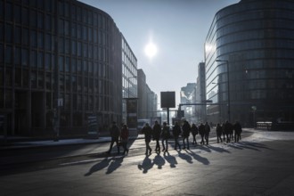 DEU Germany Germany Berlin A group of tourists walks across Potsdamer Platz