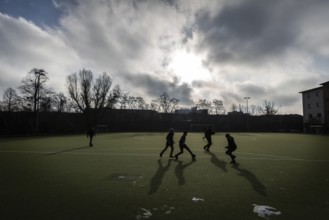 DEU Germany Germany Berlin Sports ground on Eisackstrasse in Berlin-Schöneberg. Refugees from a