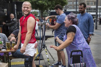 DEU Germany Germany Berlin Bride spanks a stranger's groom's bum during a hen party at