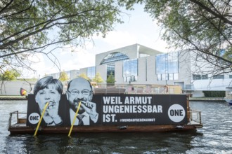 DEU Germany Germany Berlin Action by ONE on the Spree for the Bundestag elections. Protest against