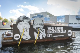 DEU Germany Germany Berlin Action by ONE on the Spree for the Bundestag elections. Protest against
