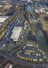 Aerial view, commercial area Am Westhafen, CTH Container Terminal Herne GmbH, Müller - Die lila