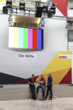 DEU Germany Germany Berlin Set-up for the election evening in the CDU's Konrad Adenauer House. View