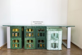 DEU Germany Germany Berlin office with water crates from Deutsche Umwelthilfe during a press