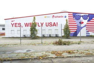DEU Germany Germany Berlin A closed Air Berlin hangar with graffiti on Saatwinkler Damm. The