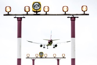 DEU Germany Germany Berlin Landing approach of a passenger plane at Tegel Airport. In a referendum,