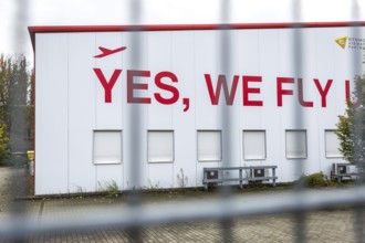 DEU Germany Germany Berlin A closed Air Berlin hangar with graffiti on Saatwinkler Damm. The